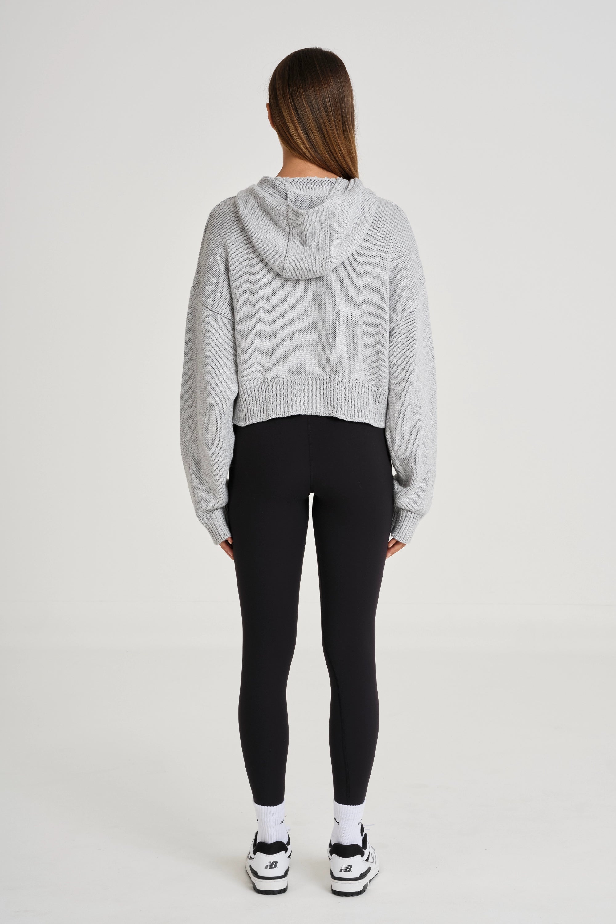 Zip Up Crop Knit Hoodie