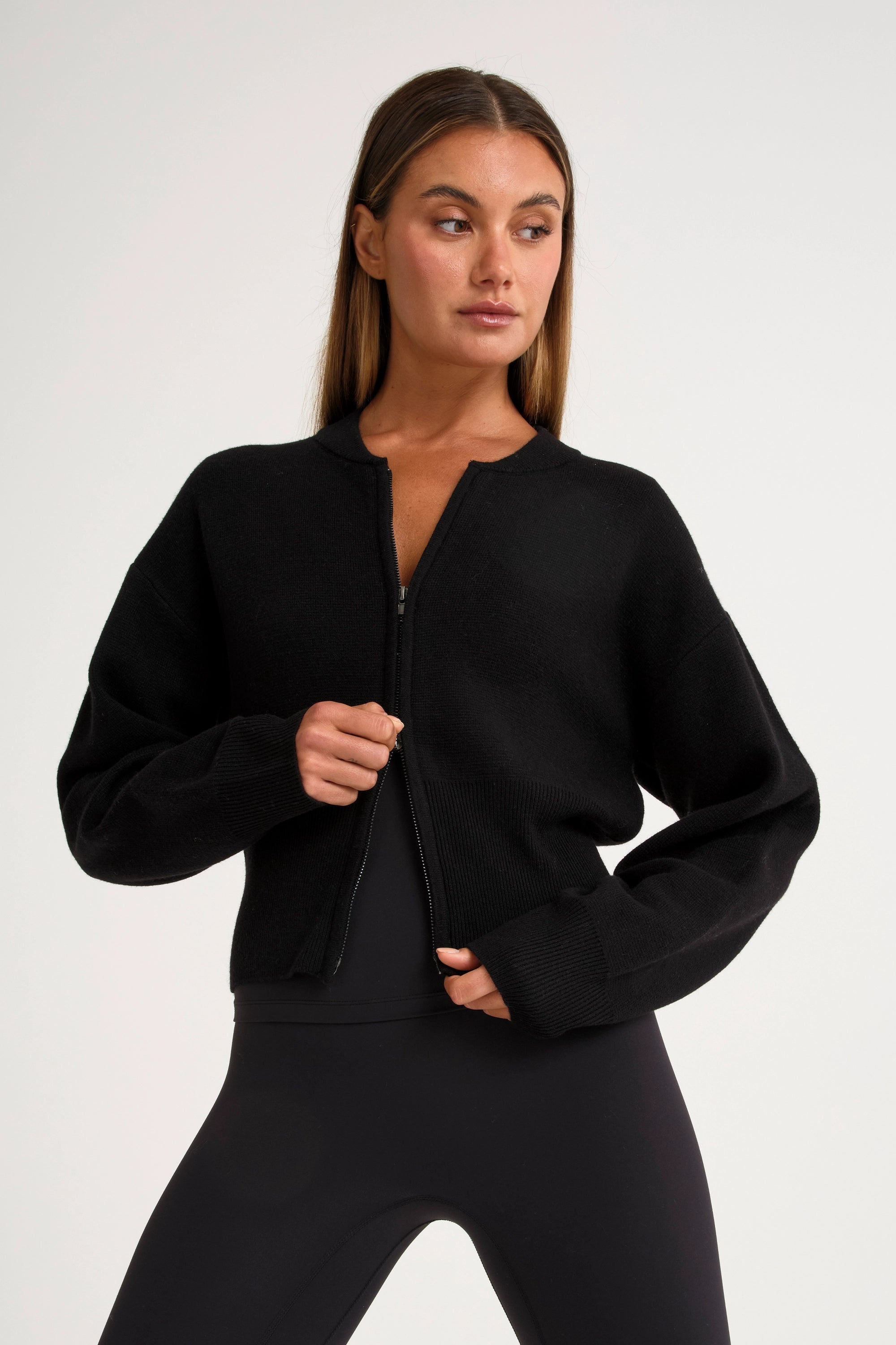 Two Way Zip Knit Bomber