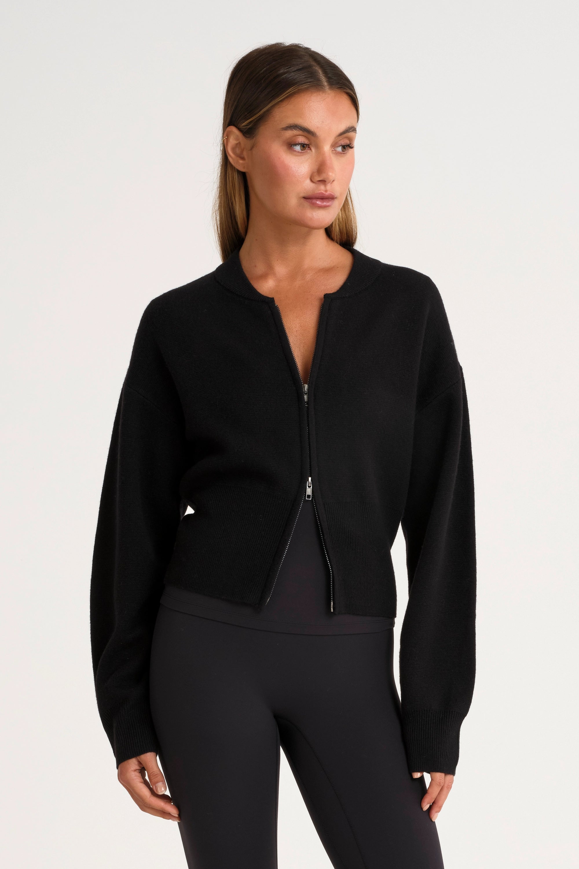 Two Way Zip Knit Bomber