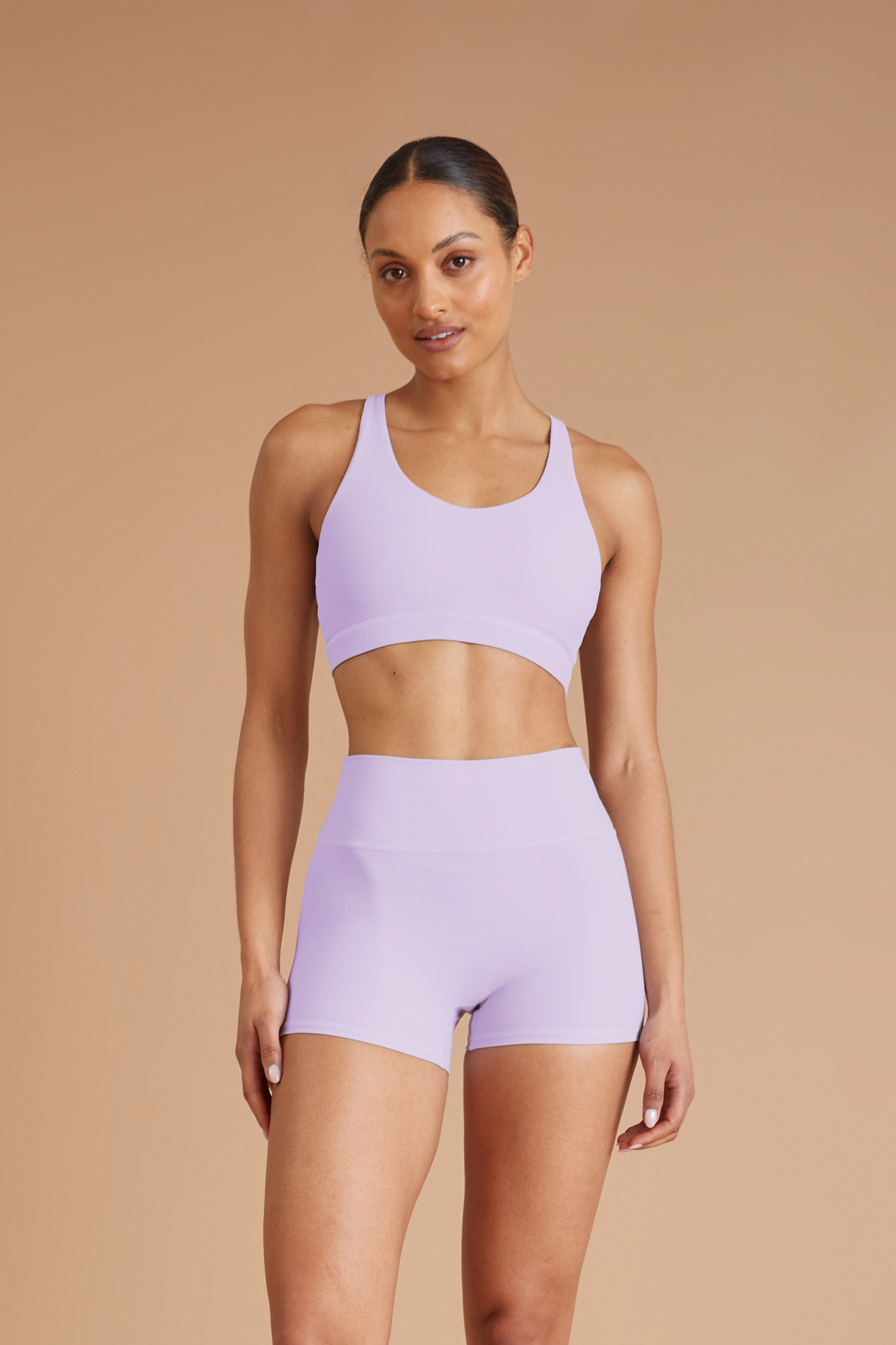 Eco Rib Cross Back Sports Bra (Lilac) - All Fenix