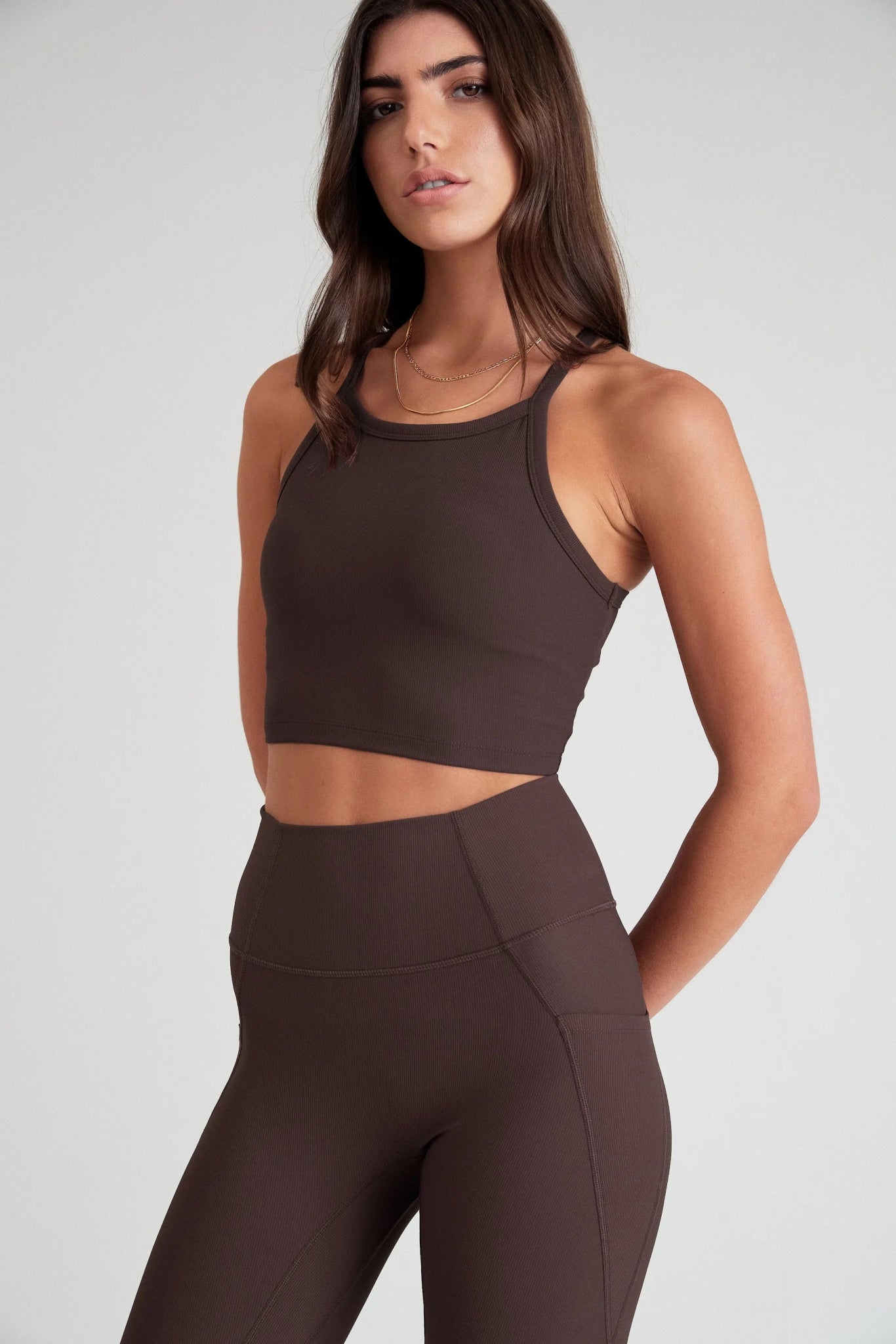 Eco Rib Strap Racer Crop (Espresso) - All Fenix