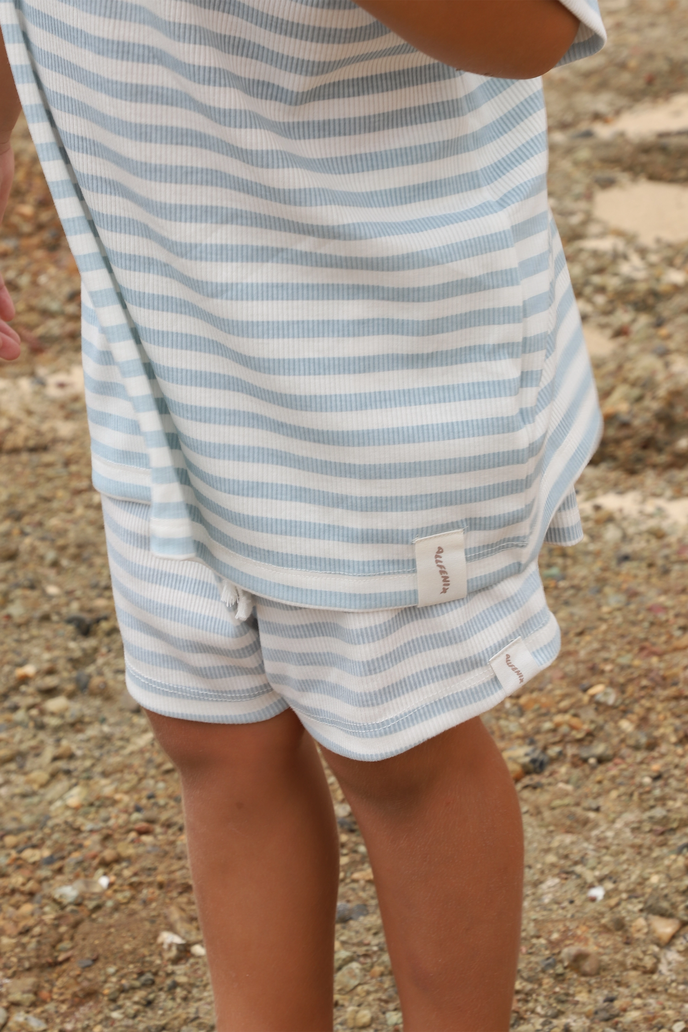 Mini Rib Stripe Shorts (Pale Blue) - All Fenix