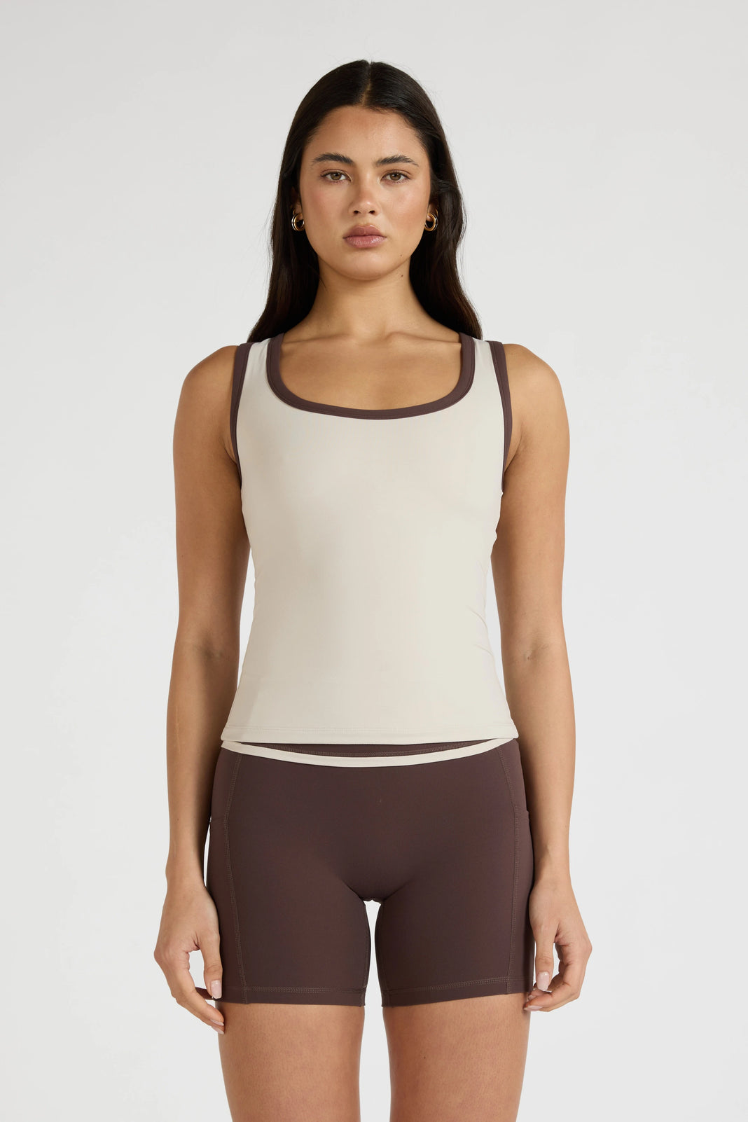 ALLFENIX CloudCore™ Contrast Bind Racer Tank - Hazelnut