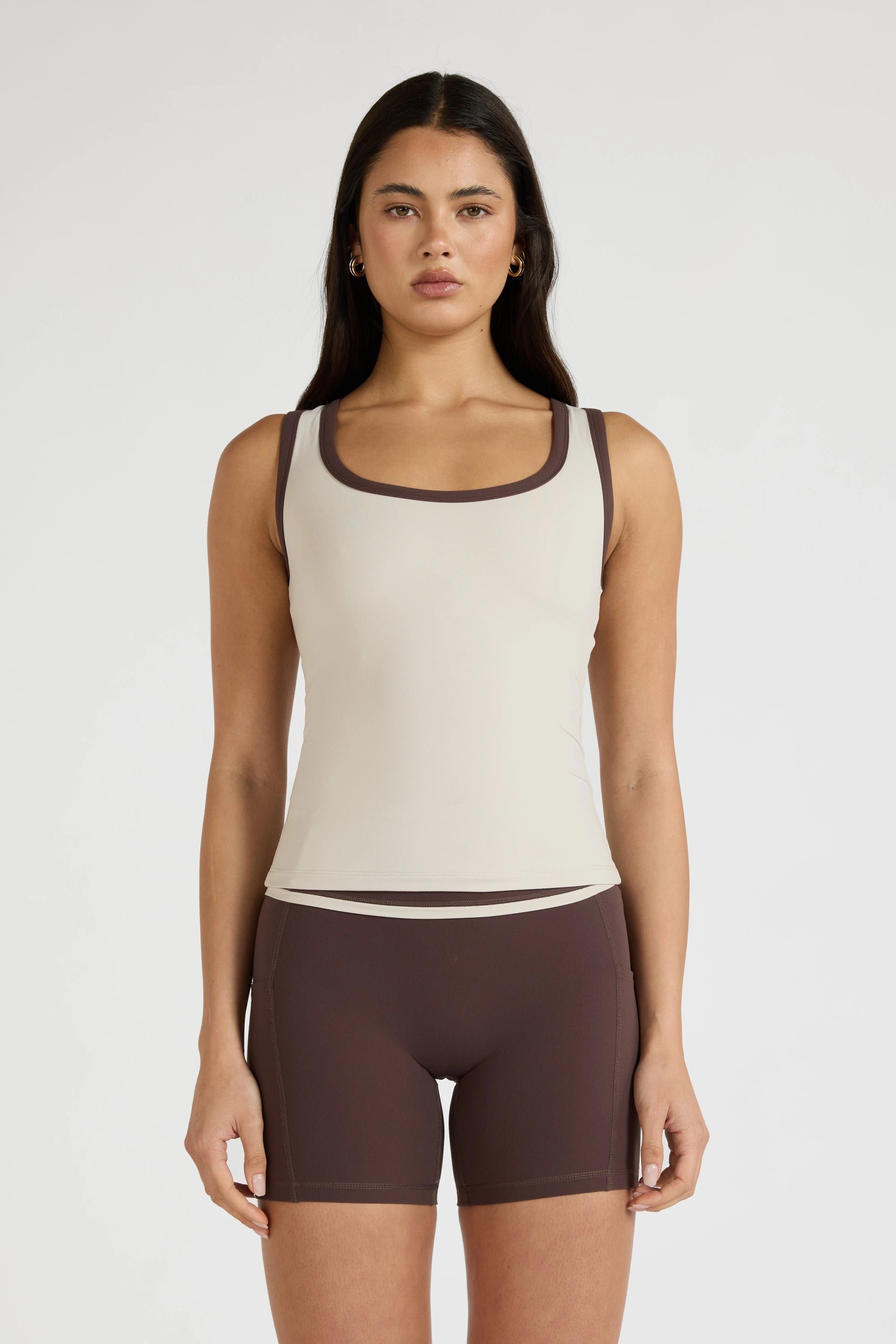 ALLFENIX CloudCore™ Contrast Bind Racer Tank - Hazelnut