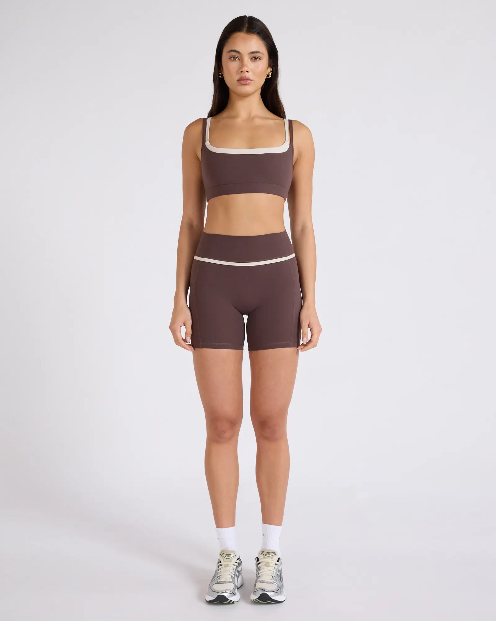 ALLFENIX CloudCore™ Double Layer Contrast Sports Bra - Espresso