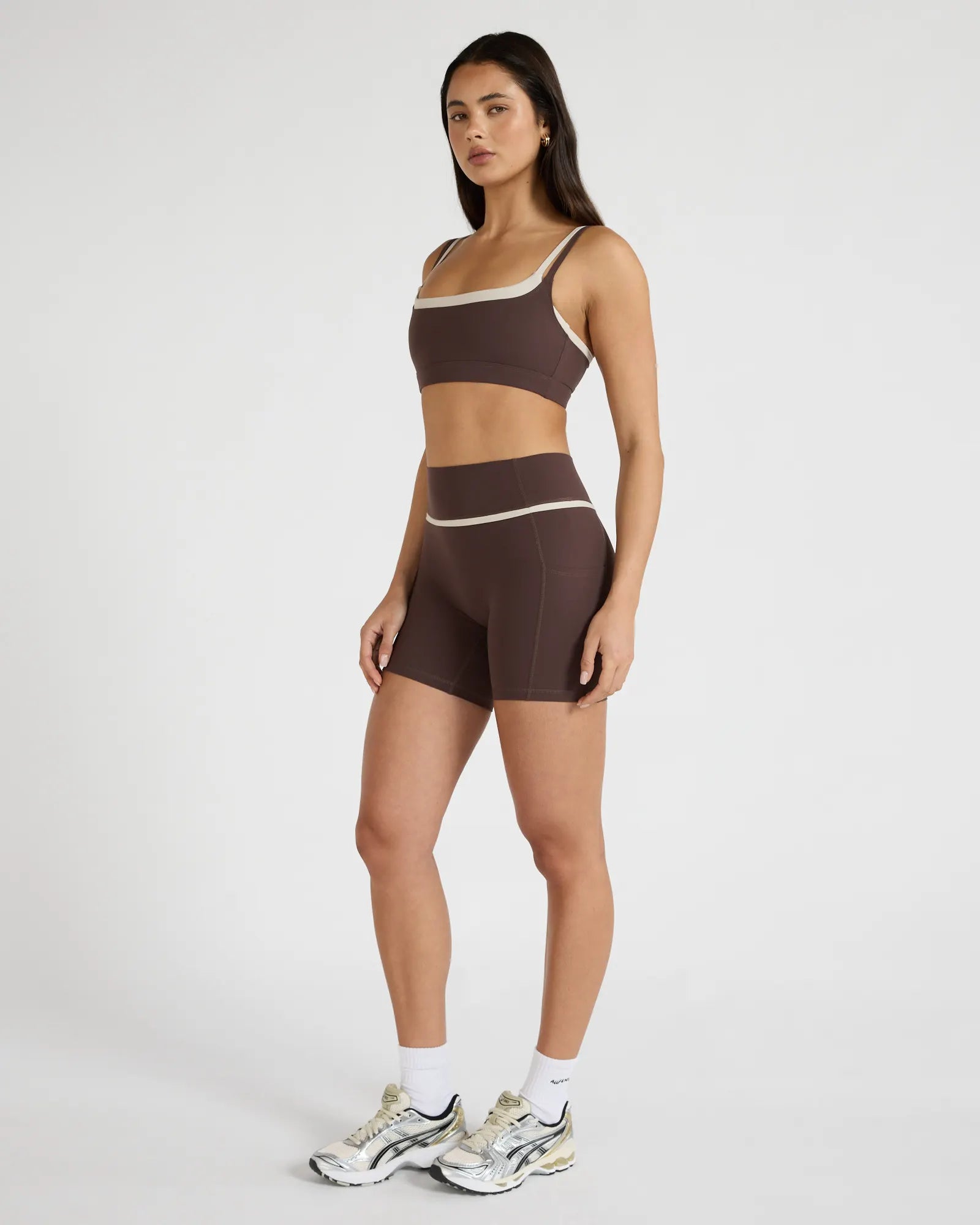 ALLFENIX CloudCore™ Double Layer Contrast Sports Bra - Espresso