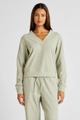 Micro-Rib V-Neck Cropped Sweater - Seagrass