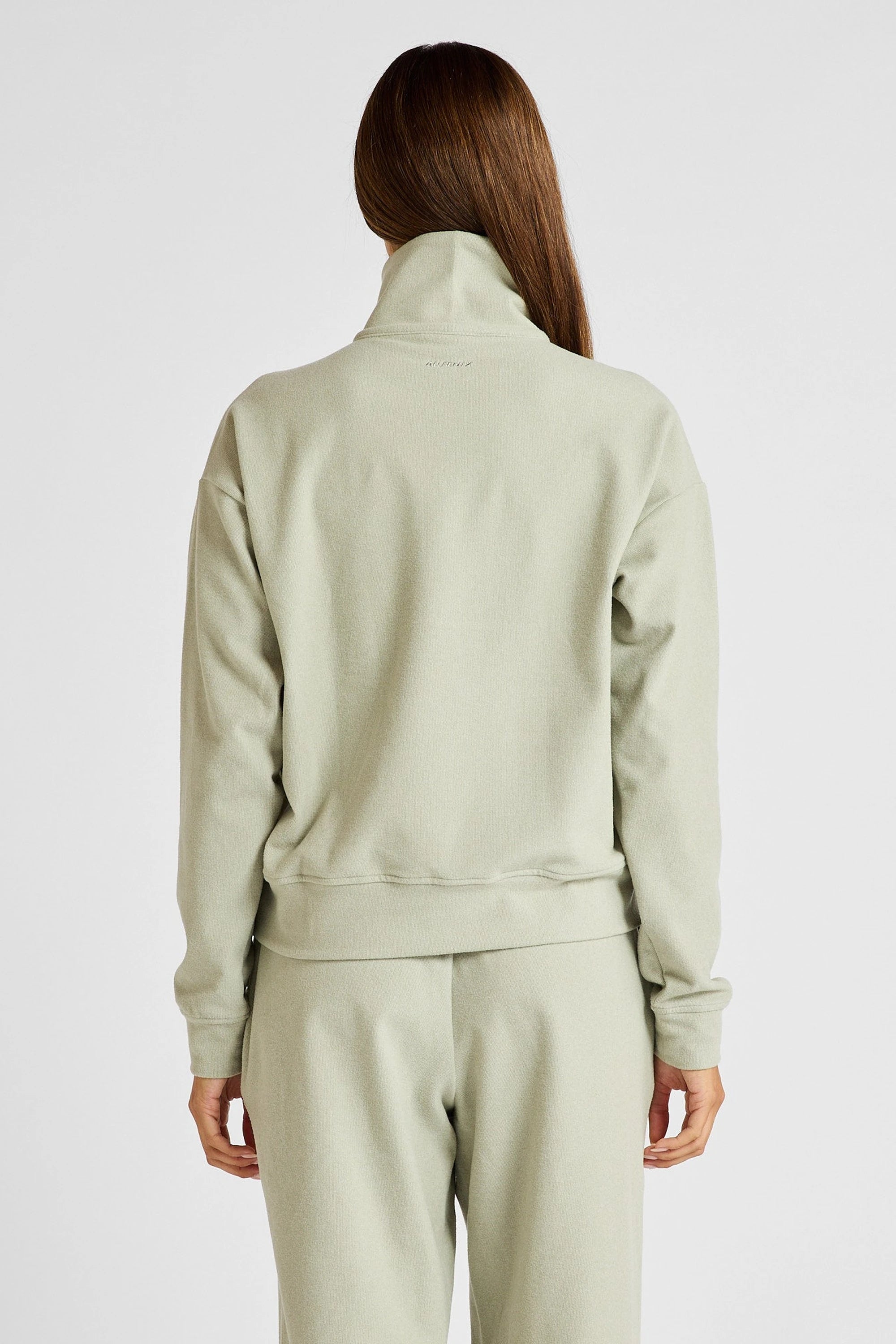 ALLFENIX Micro-Rib 1/2 Zip Cropped Sweater in Seagrass, view 4