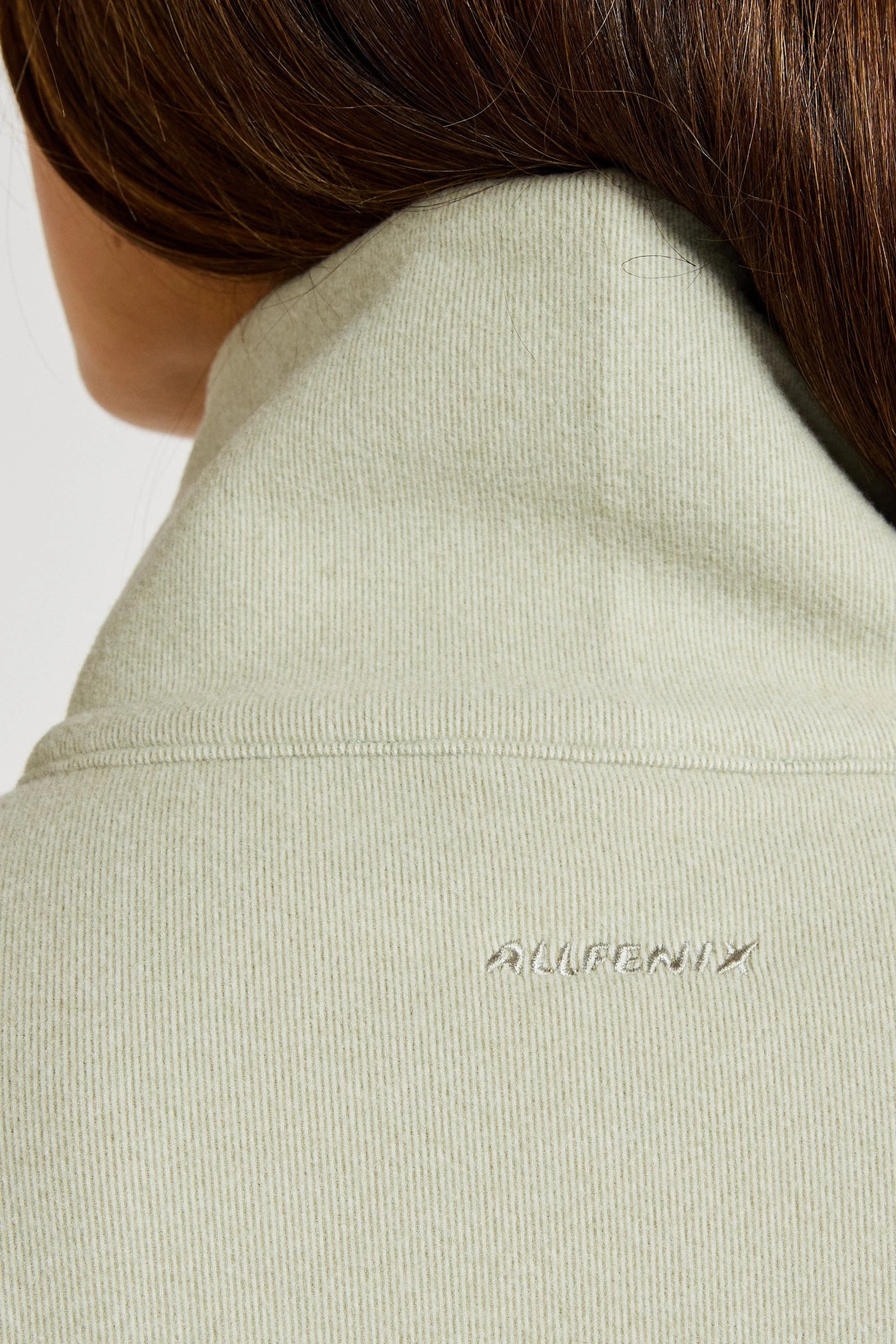 ALLFENIX Micro-Rib 1/2 Zip Cropped Sweater in Seagrass, view 5