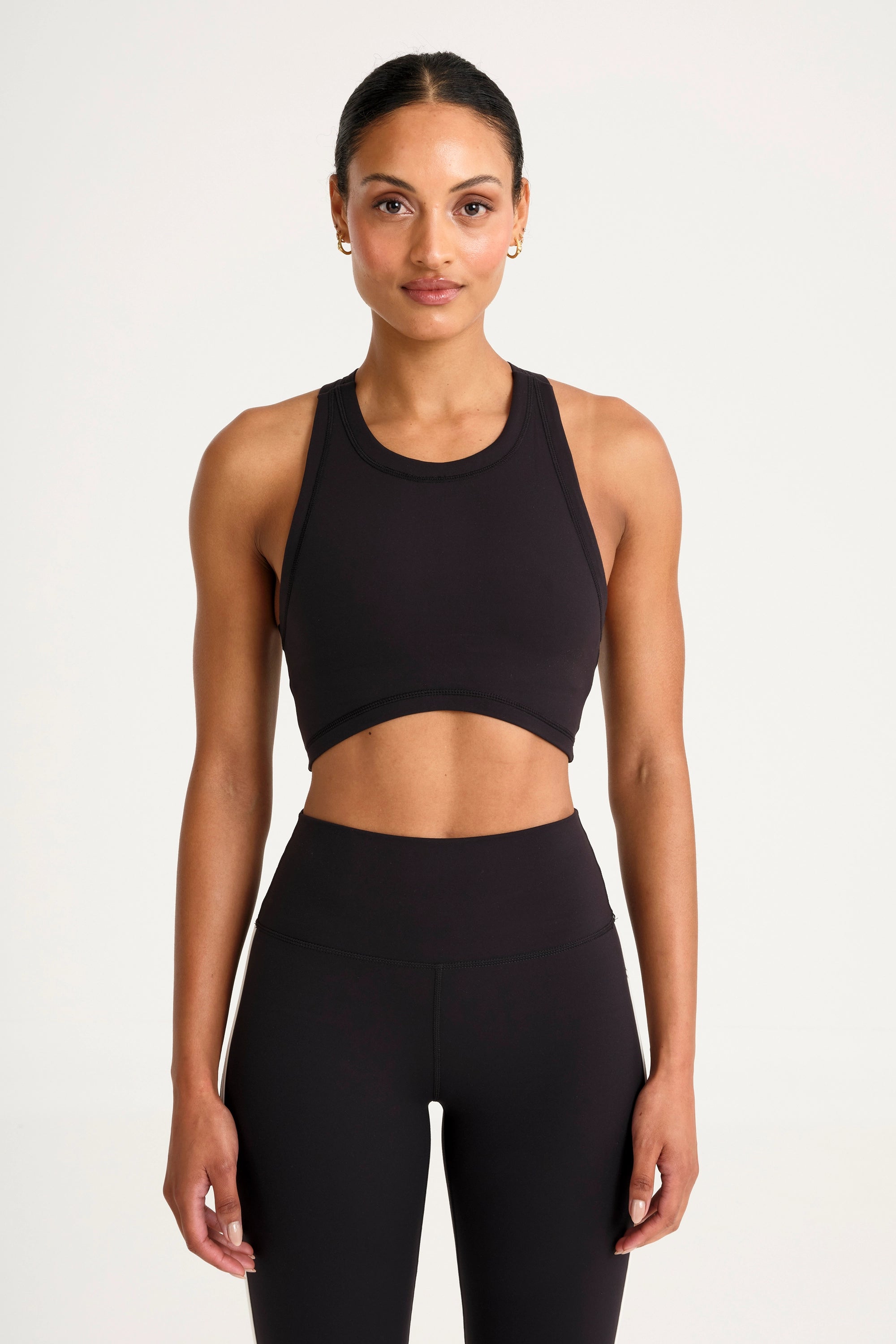 A4C187_BLK_CloudCore_HighNeckLongLineSportsBra_FrontCropped.webp