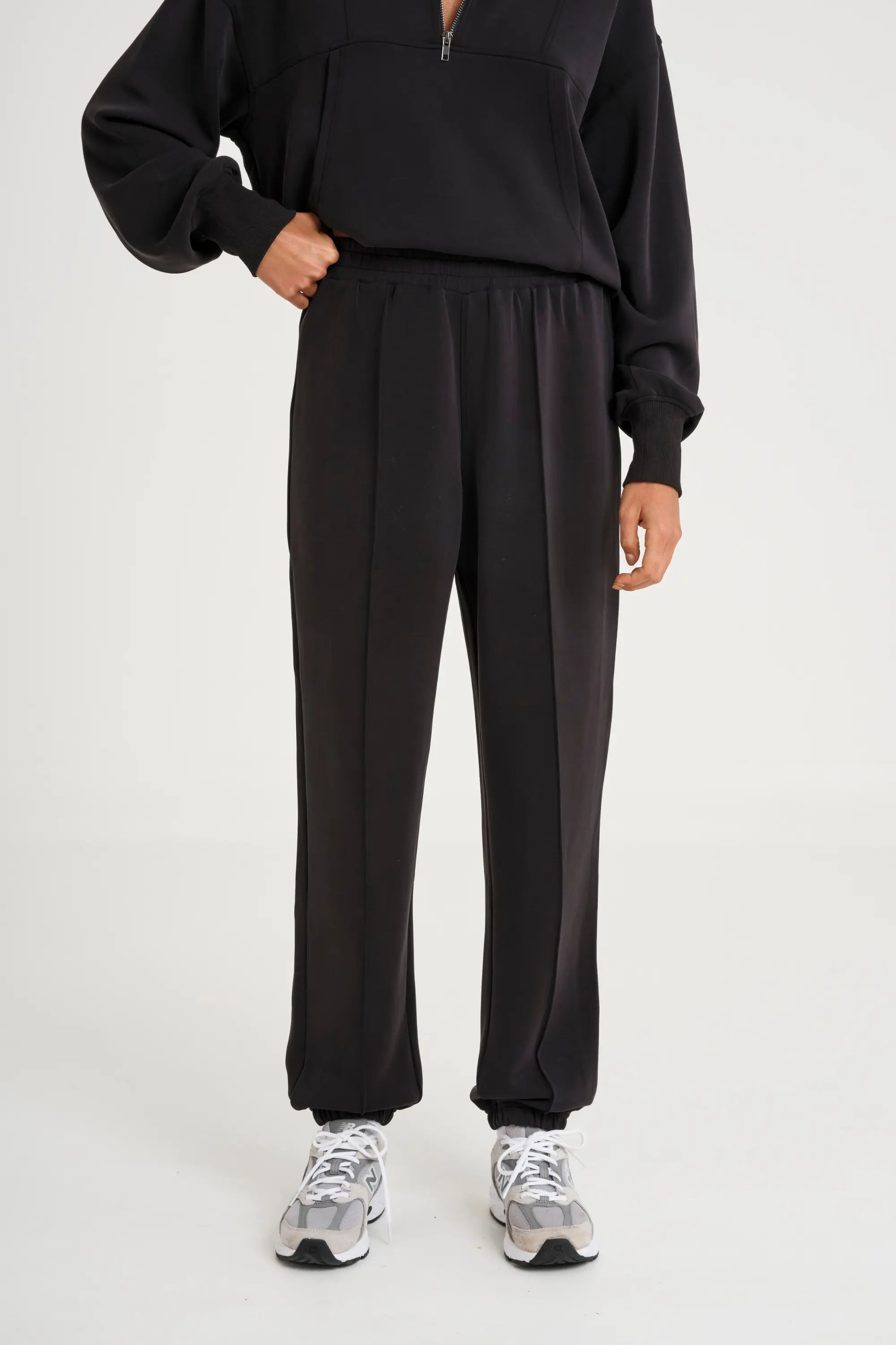 Soft Luxury Cuffed Track Pant - Black