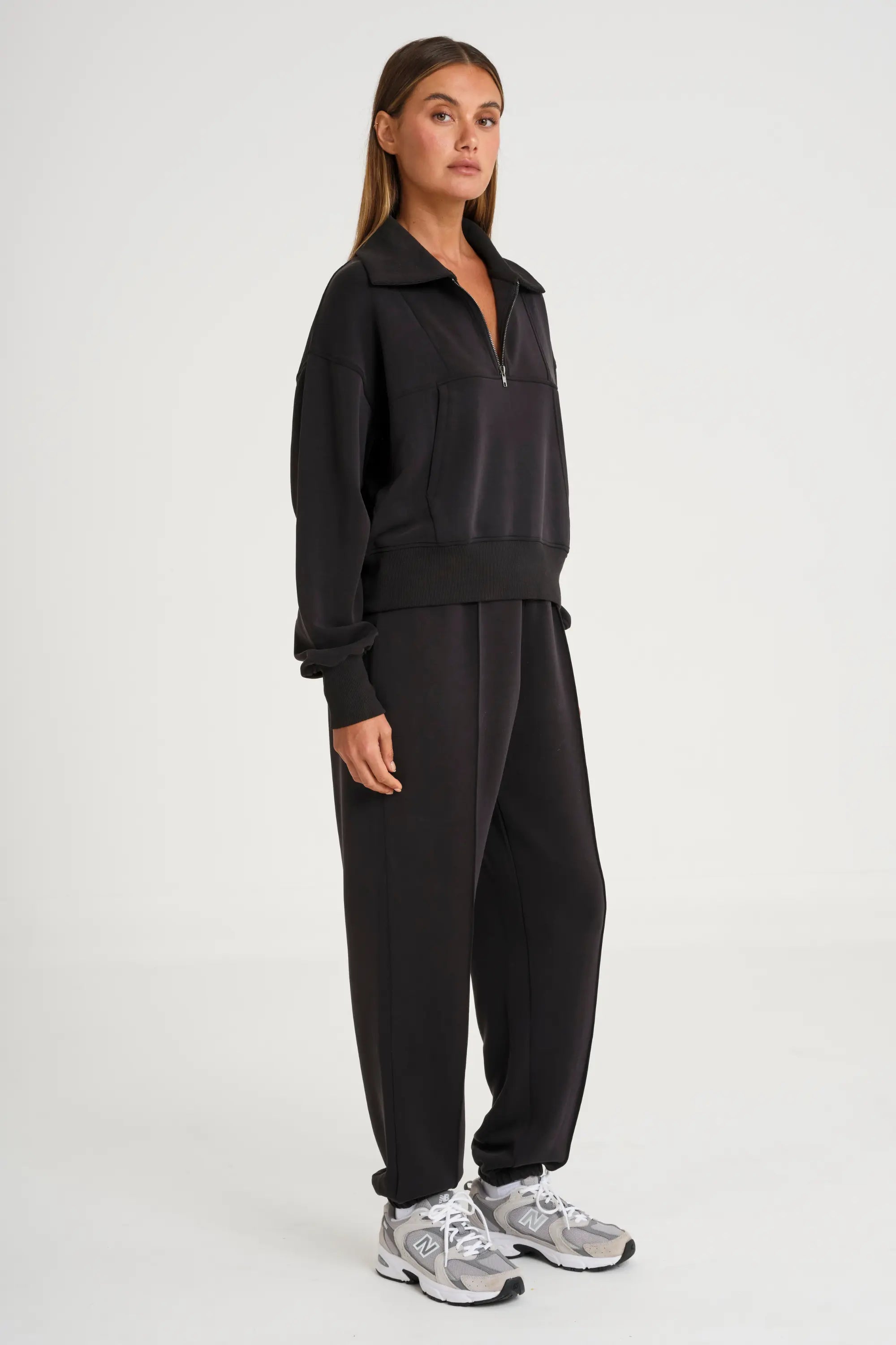 Soft Luxury Cuffed Track Pant - Black