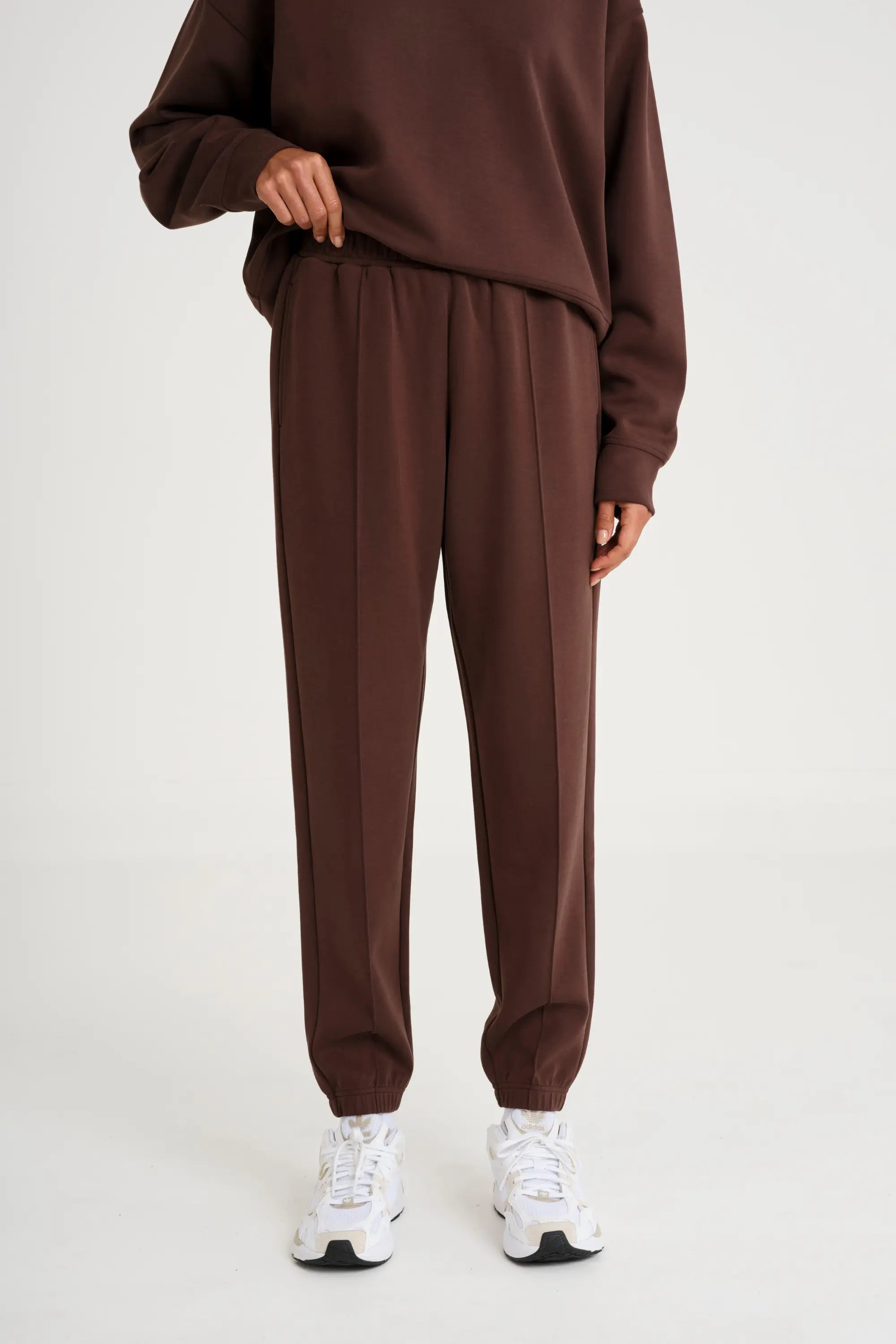 Soft Luxury Cuffed Track Pant - Espresso
