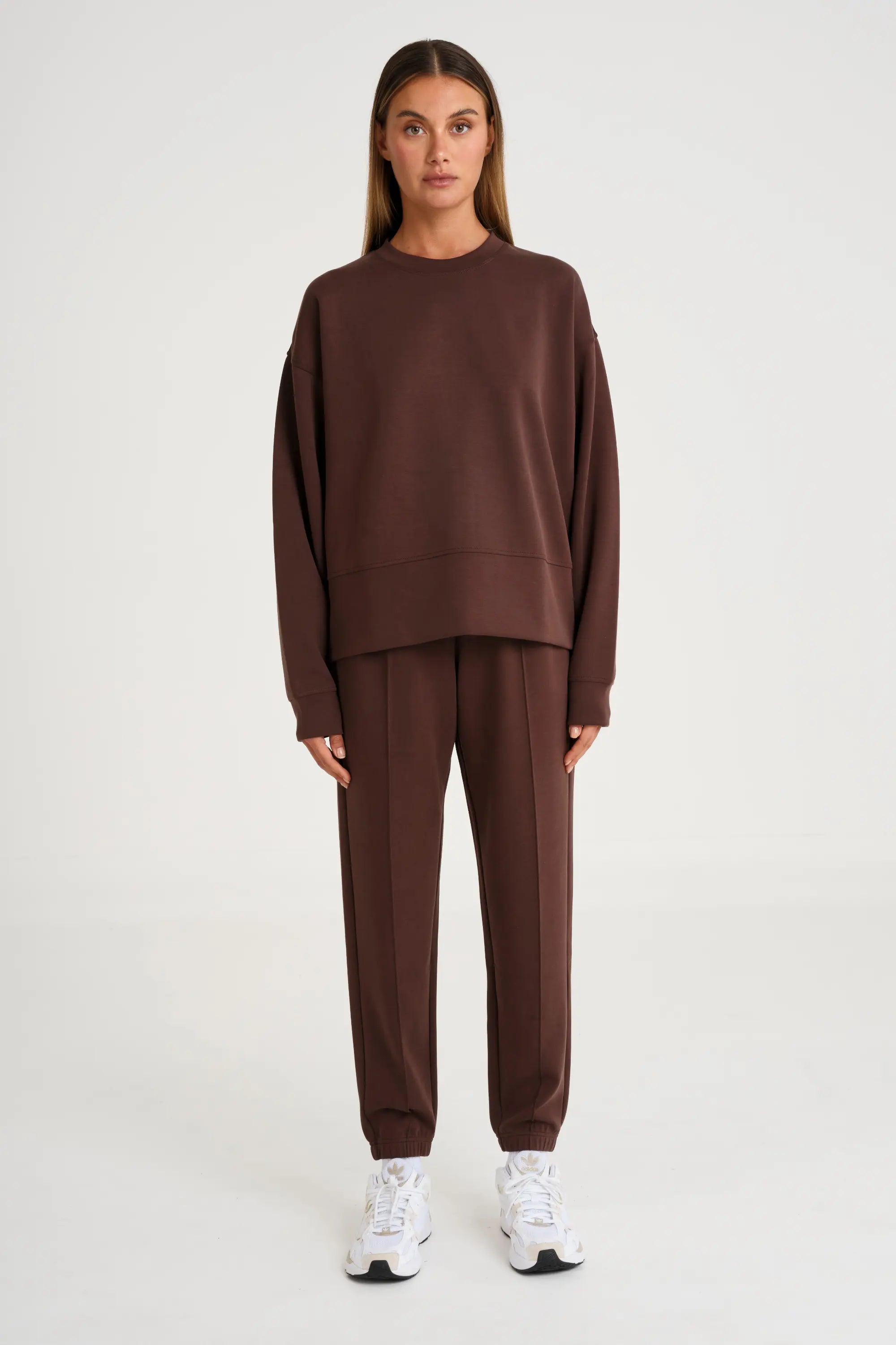 Soft Luxury Cuffed Track Pant - Espresso