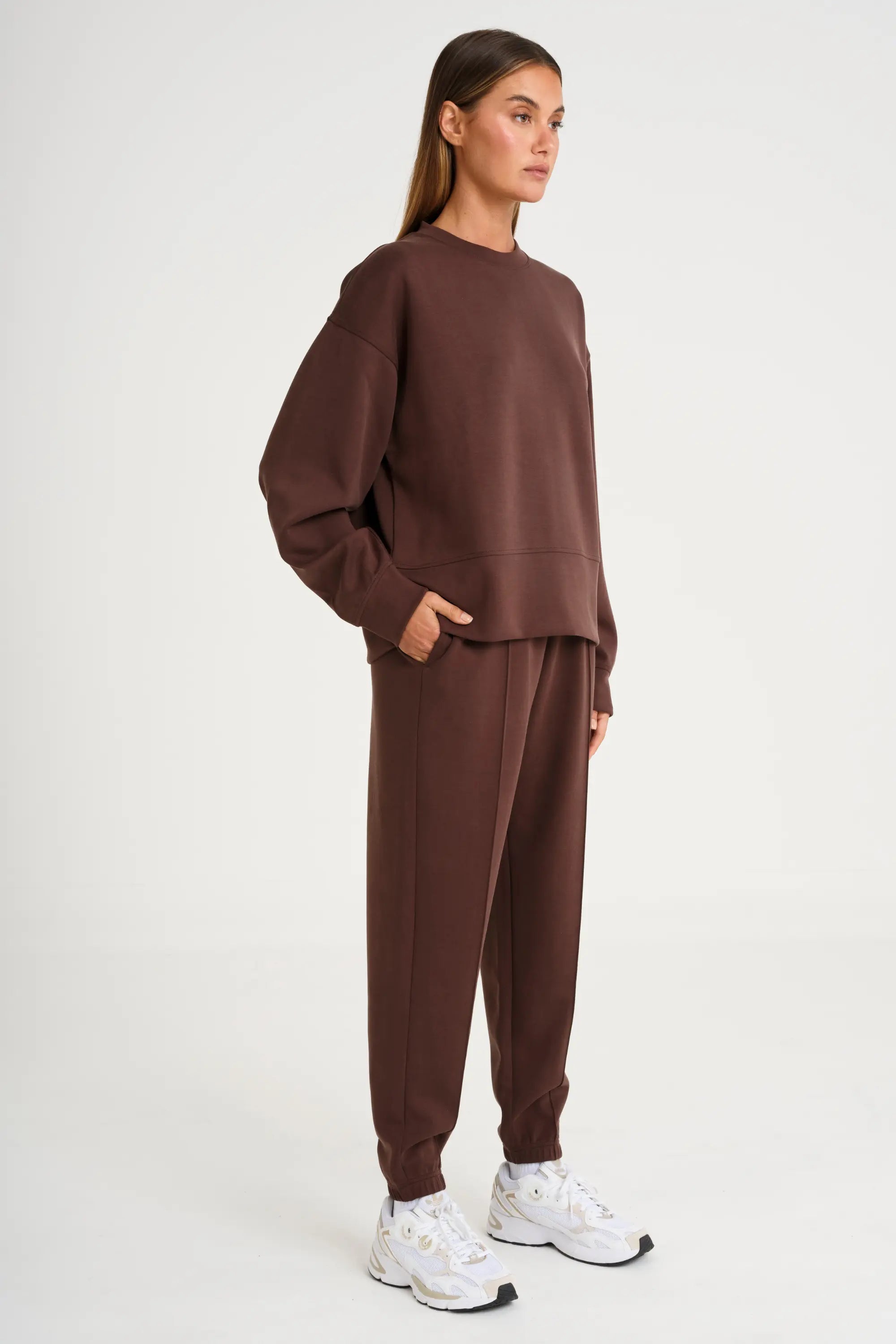 Soft Luxury Cuffed Track Pant - Espresso