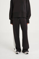 Soft Luxury Contrast Wide Leg Track Pant - Black