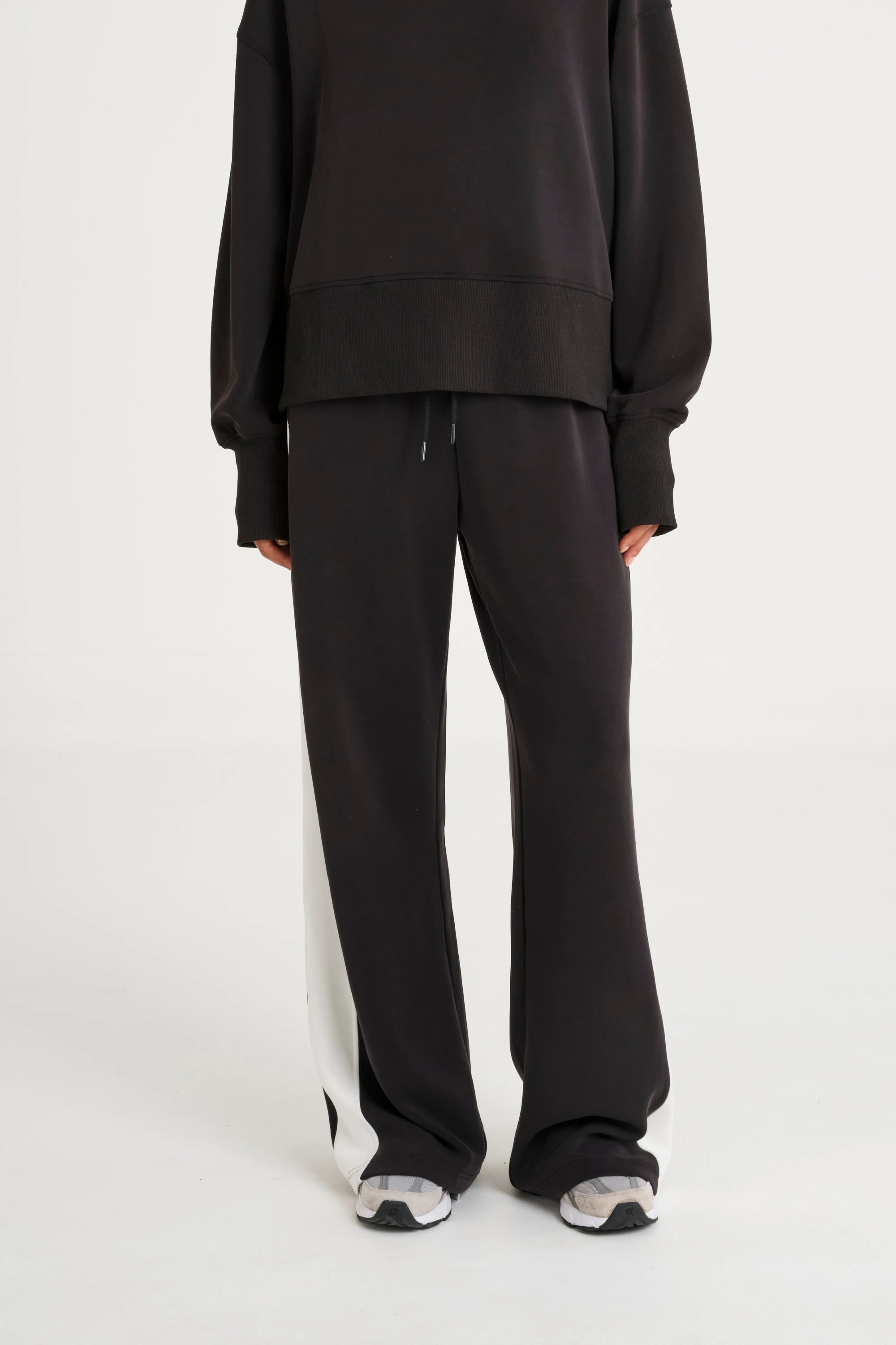 Soft Luxury Contrast Wide Leg Track Pant