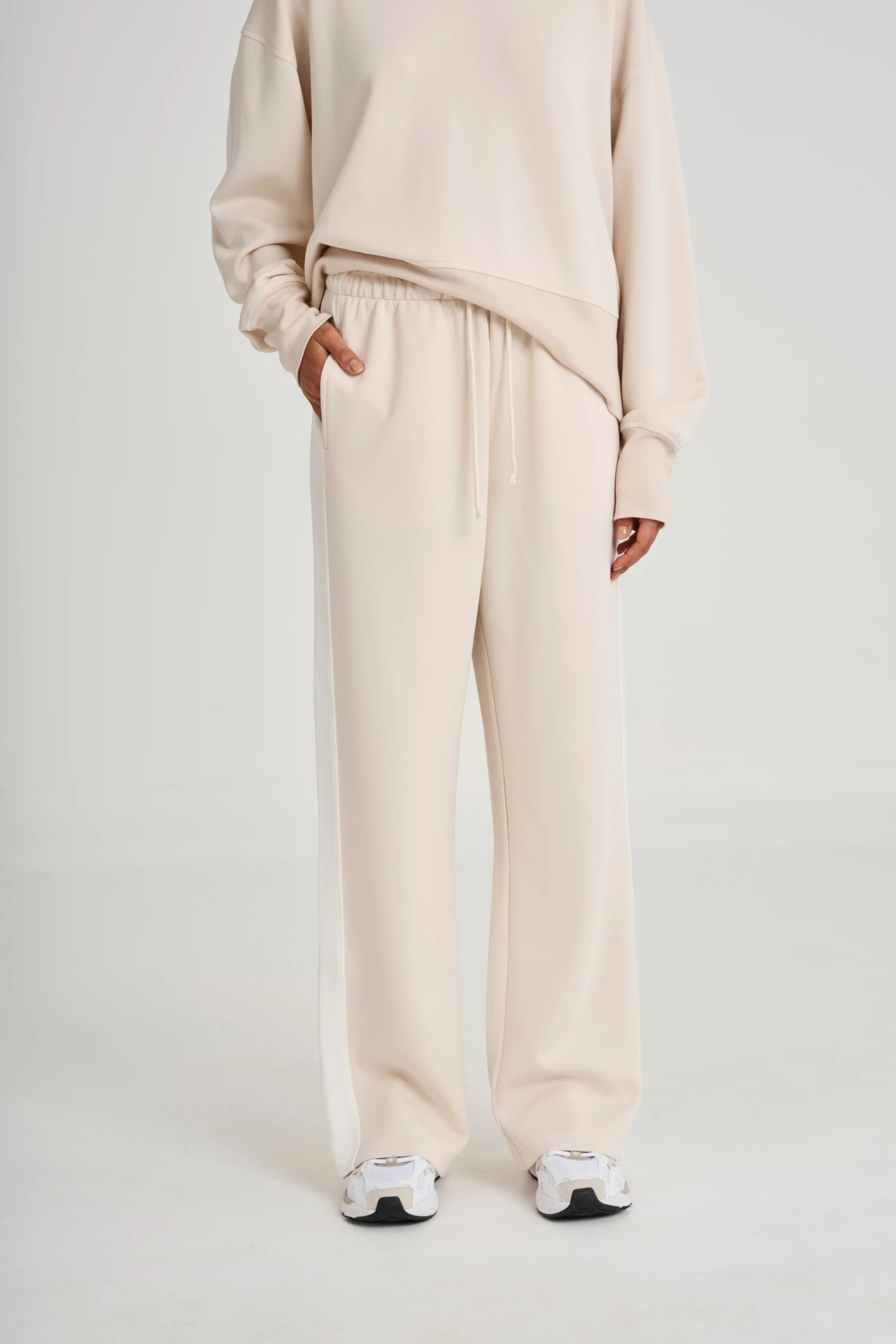 Soft Luxury Contrast Wide Leg Track Pant