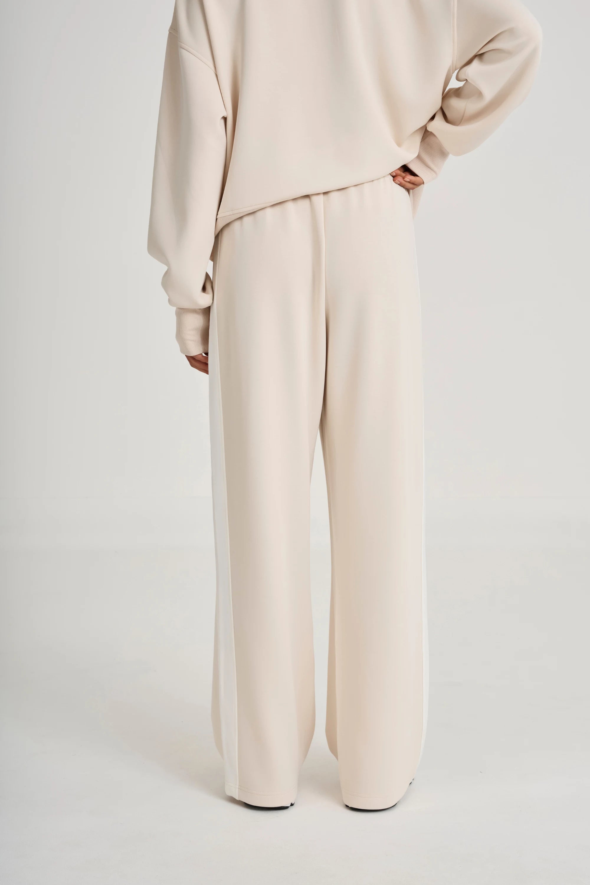 Soft Luxury Contrast Wide Leg Track Pant