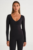 ALLFENIX CloudCore™ Lite Ruched V-Neck Long Sleeve - Onyx