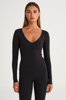 ALLFENIX CloudCore™ Lite Ruched V-Neck Long Sleeve - Onyx