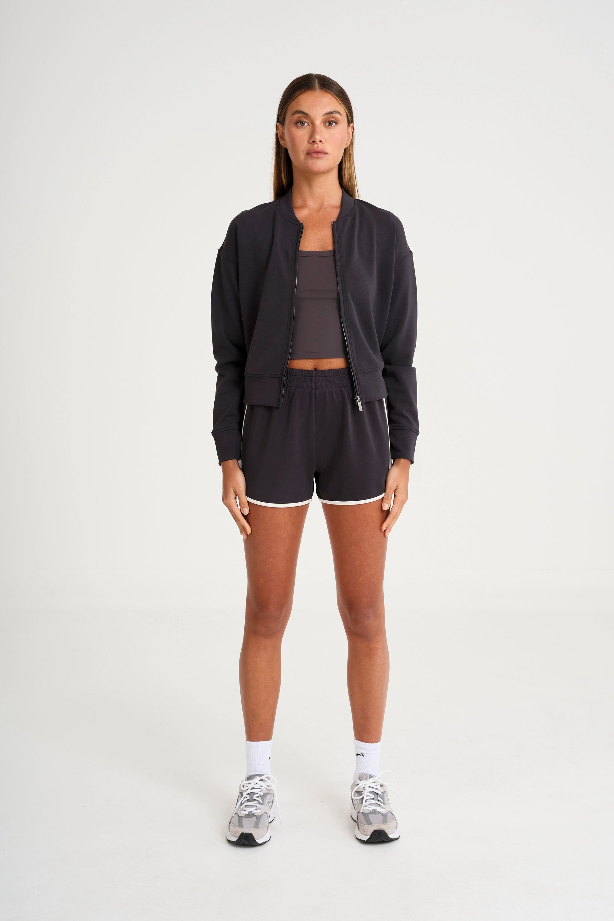 Soft Luxury Full Zip Jumper - Charcoal
