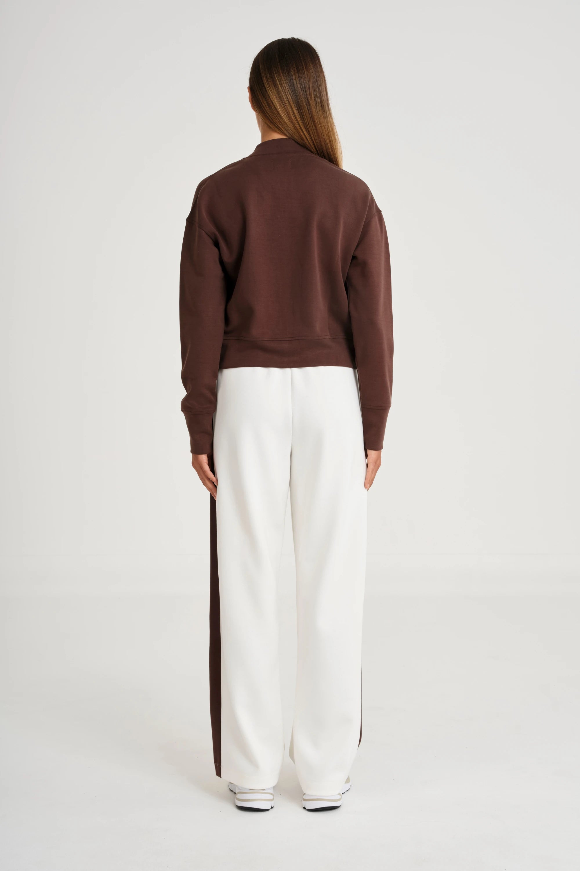 Soft Luxury Contrast Wide Leg Track Pant - White
