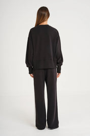 Soft Luxury Contrast Wide Leg Track Pant