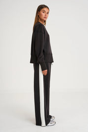 Soft Luxury Contrast Wide Leg Track Pant