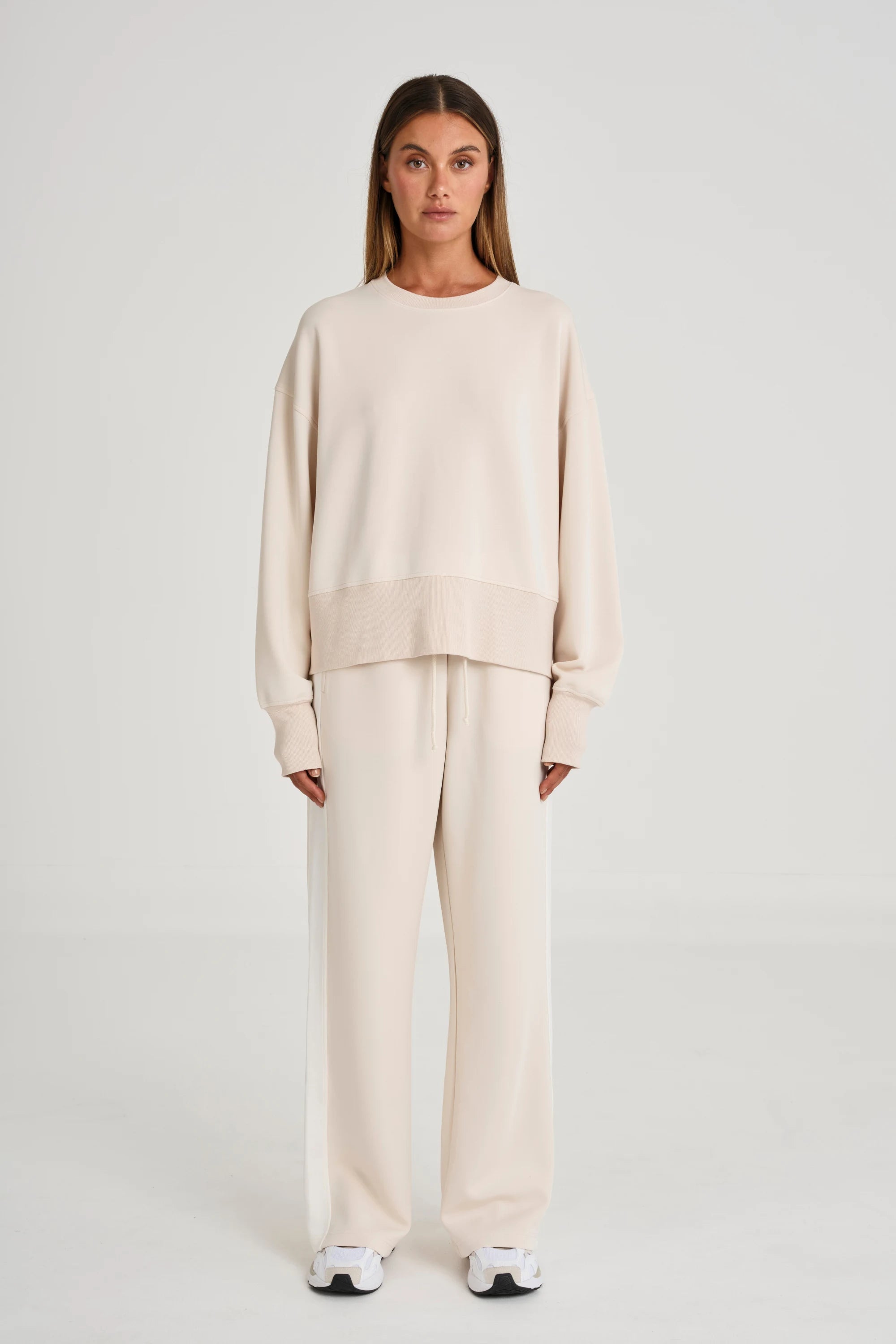 Soft Luxury Contrast Wide Leg Track Pant