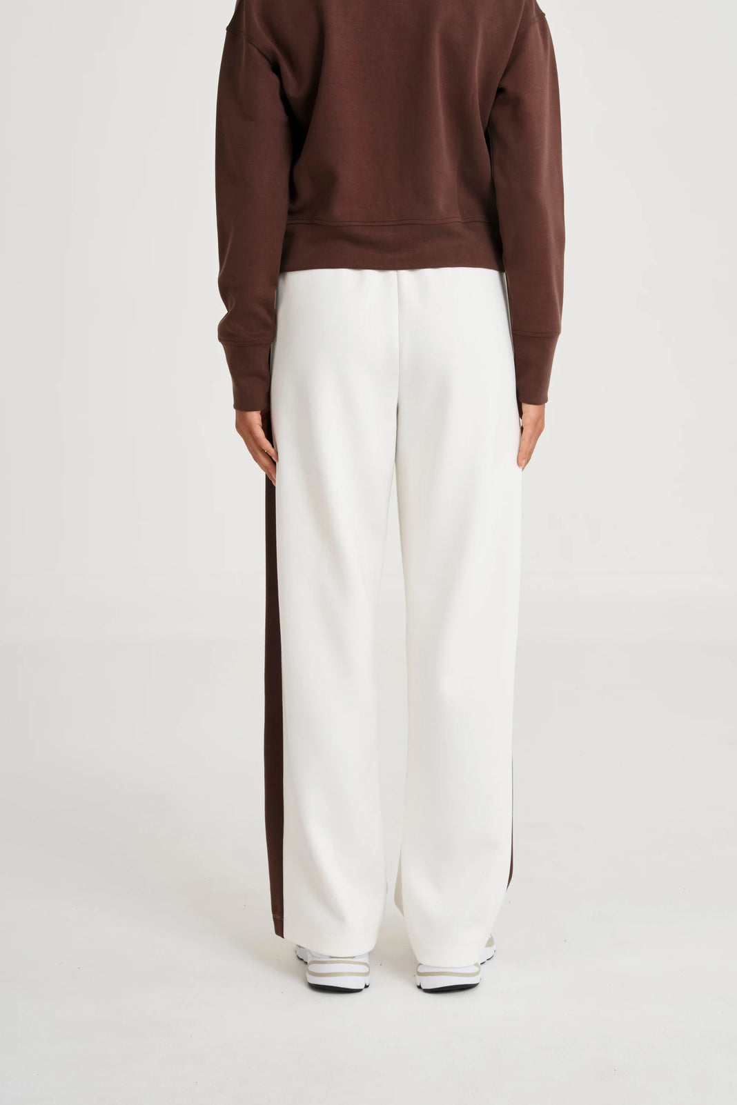 Soft Luxury Contrast Wide Leg Track Pant - White