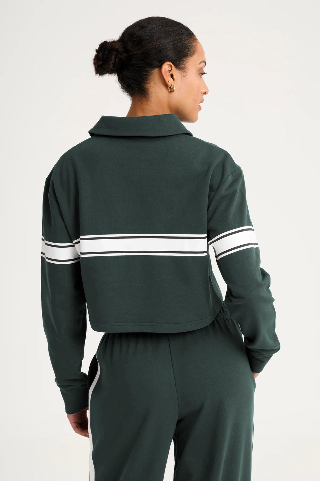 Collegiate Cropped Polo - Forest-Green