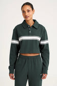 Collegiate Cropped Polo - Forest-Green