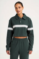 Collegiate Cropped Polo - Forest-Green