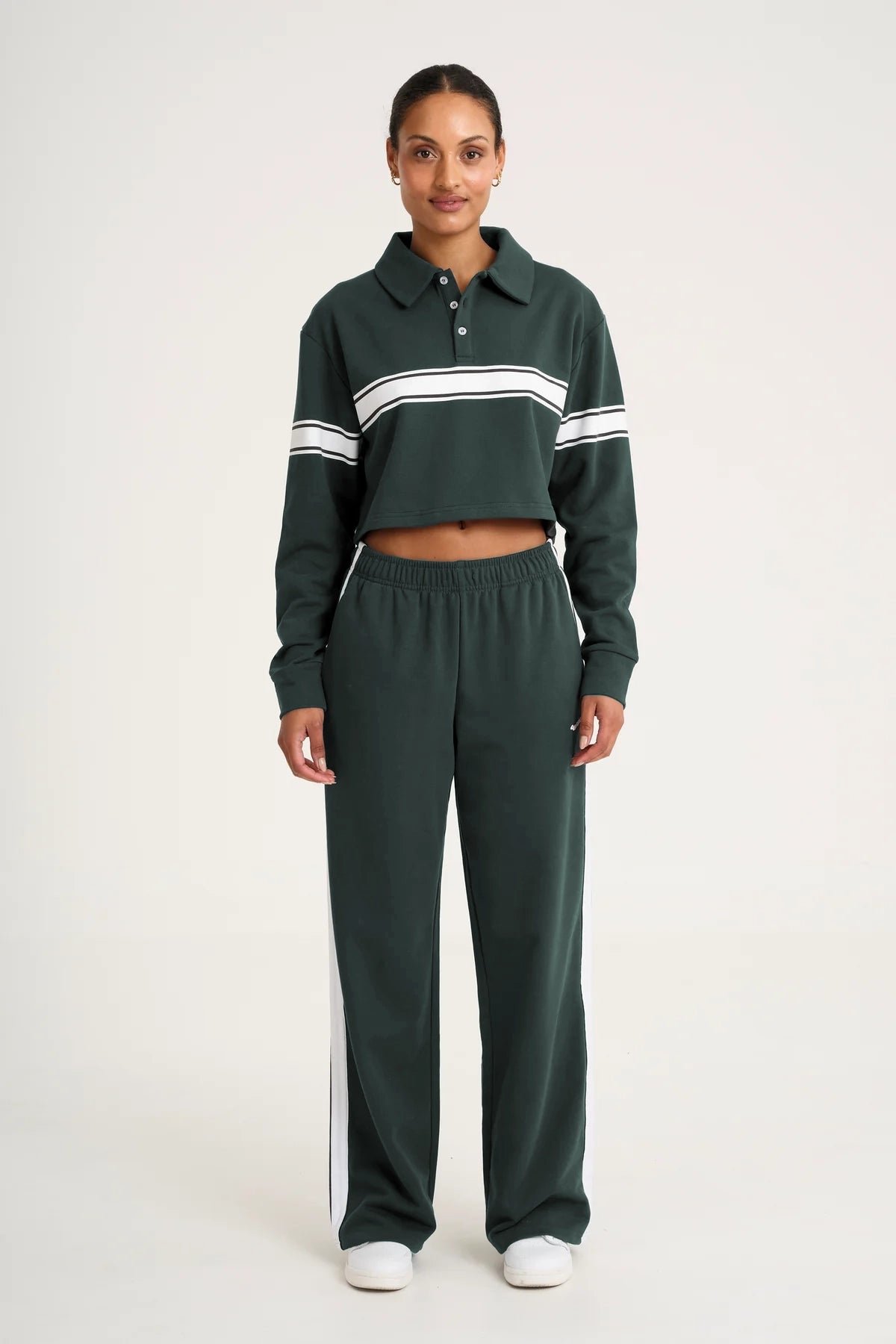 Collegiate Cropped Polo - Forest-Green