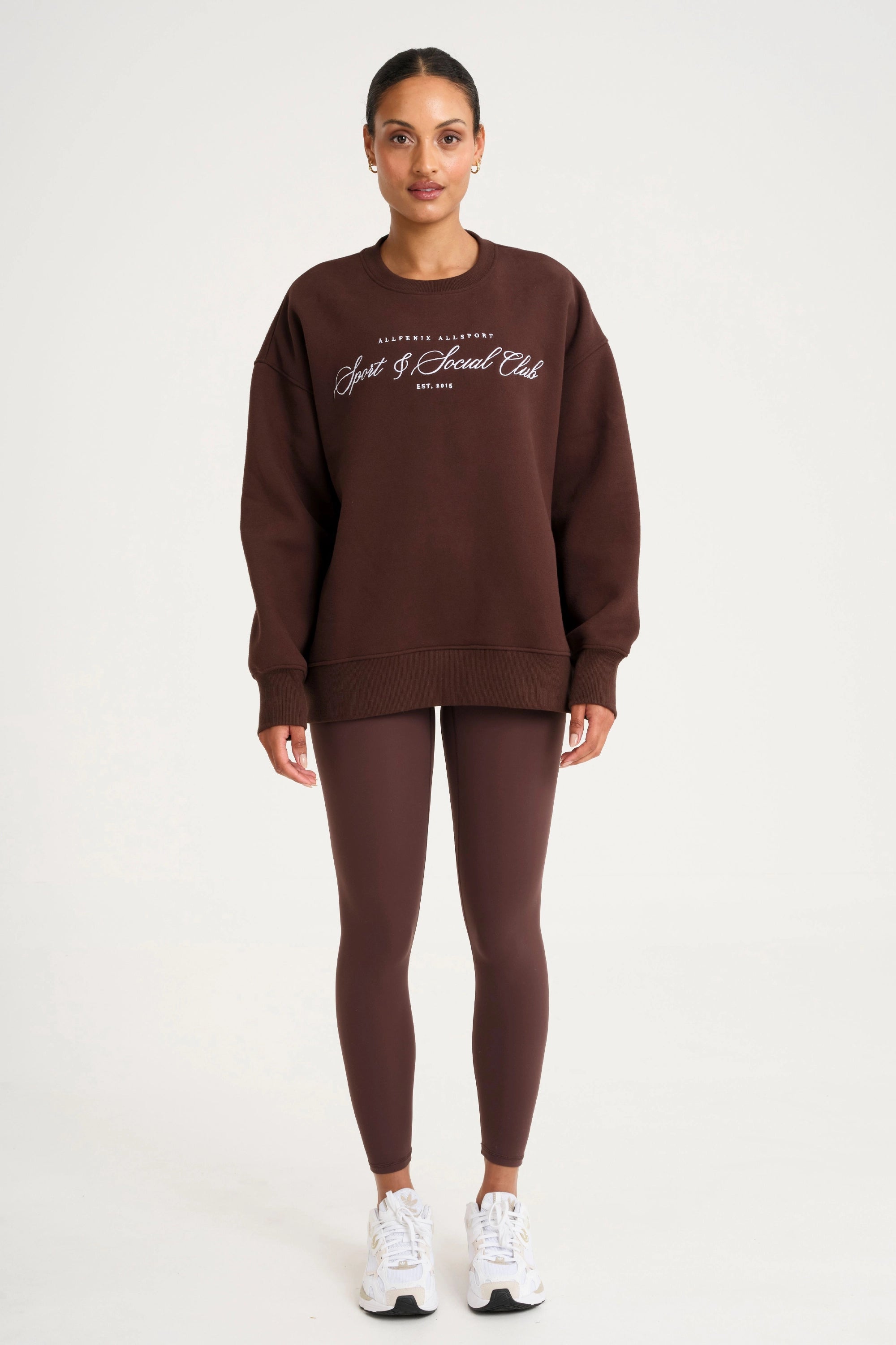 Collegiate Graphic Crew Neck Jumper - Espresso