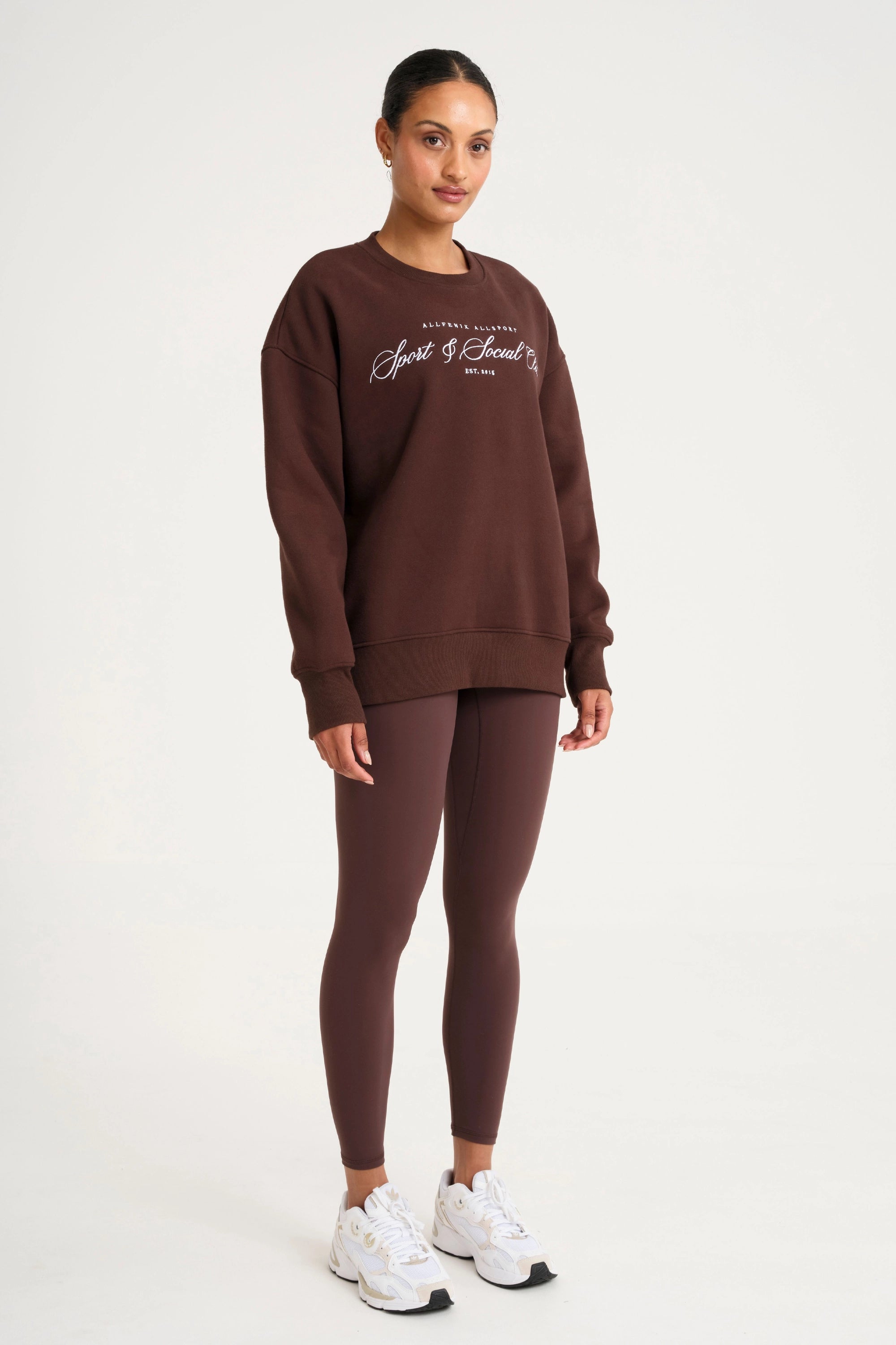Collegiate Graphic Crew Neck Jumper - Espresso