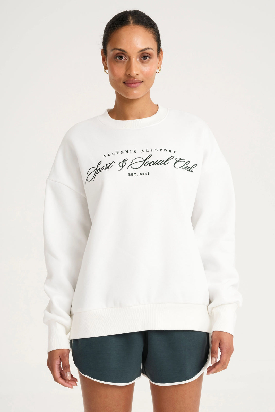 ALLFENIX Collegiate Graphic Crew Neck Jumper - White