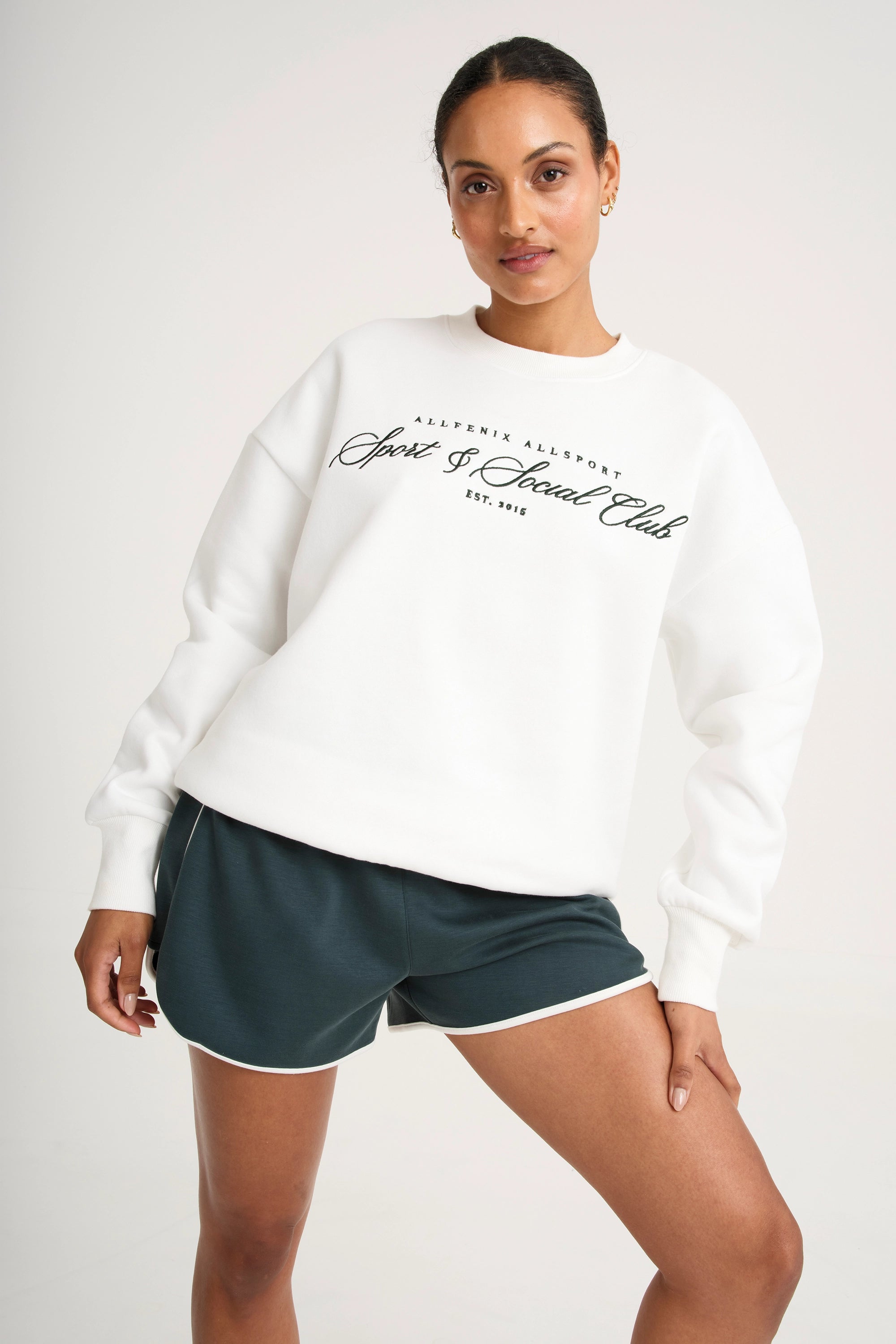 Collegiate Graphic Crew Neck Jumper - White