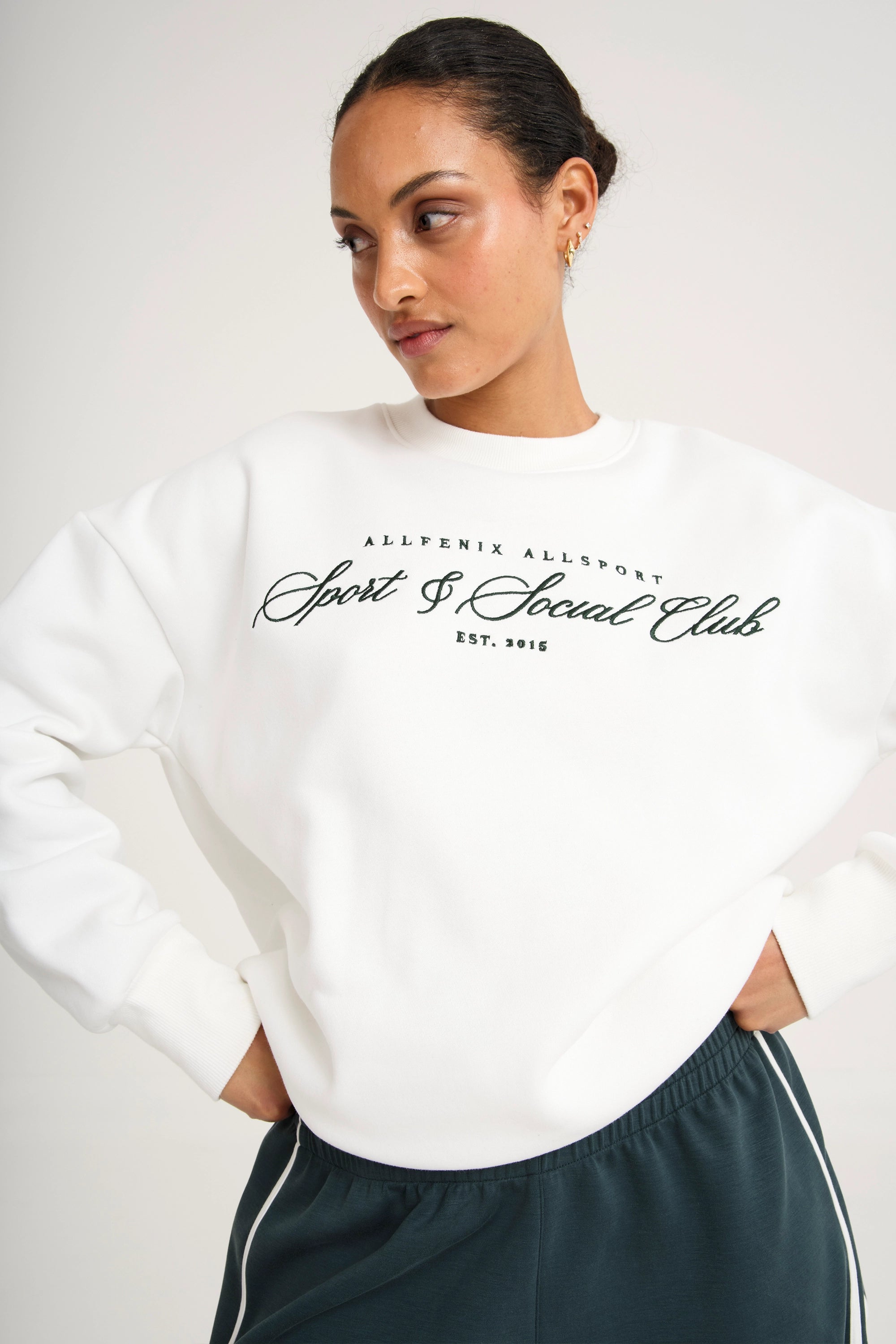 Collegiate Graphic Crew Neck Jumper - White