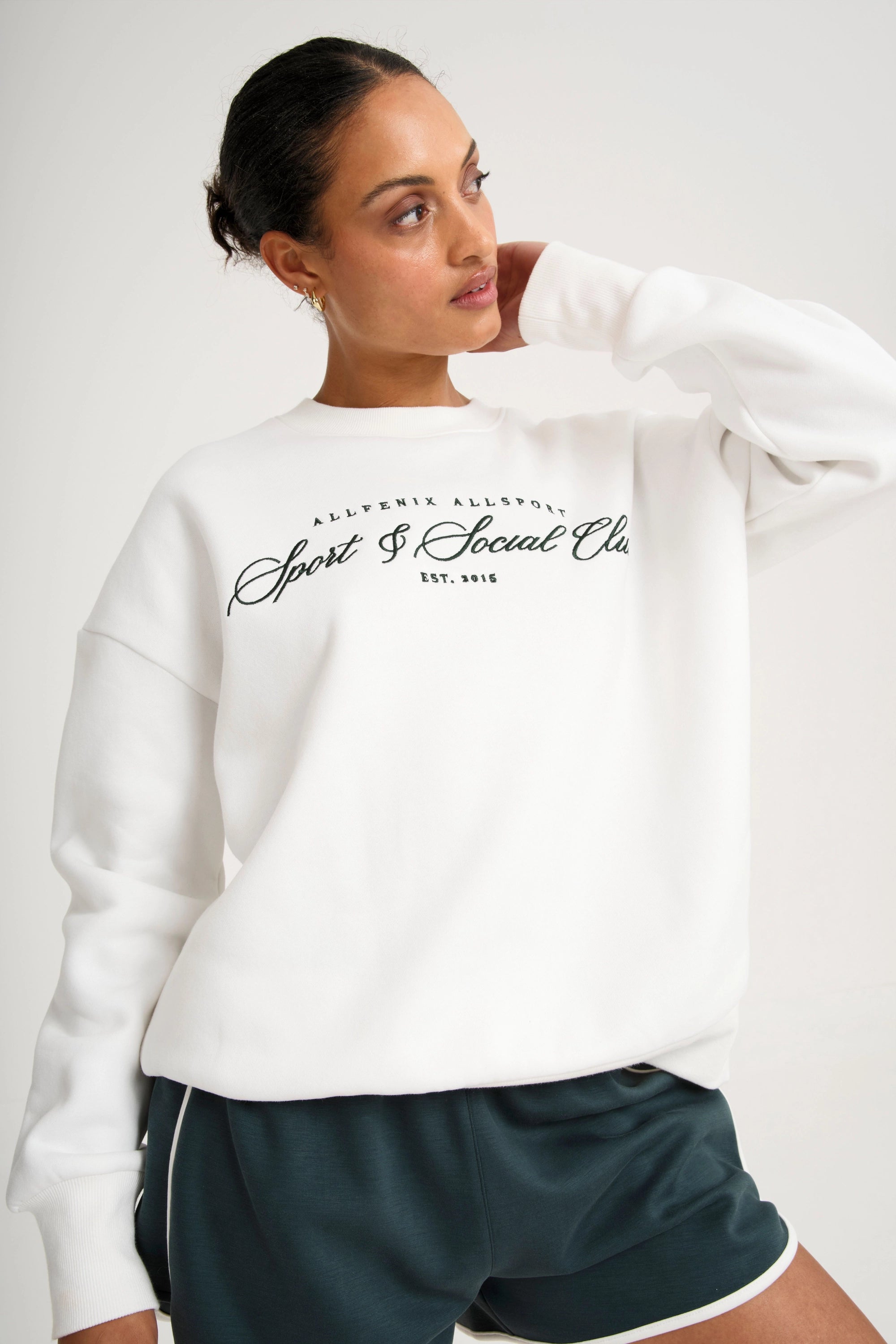 Collegiate Graphic Crew Neck Jumper - White