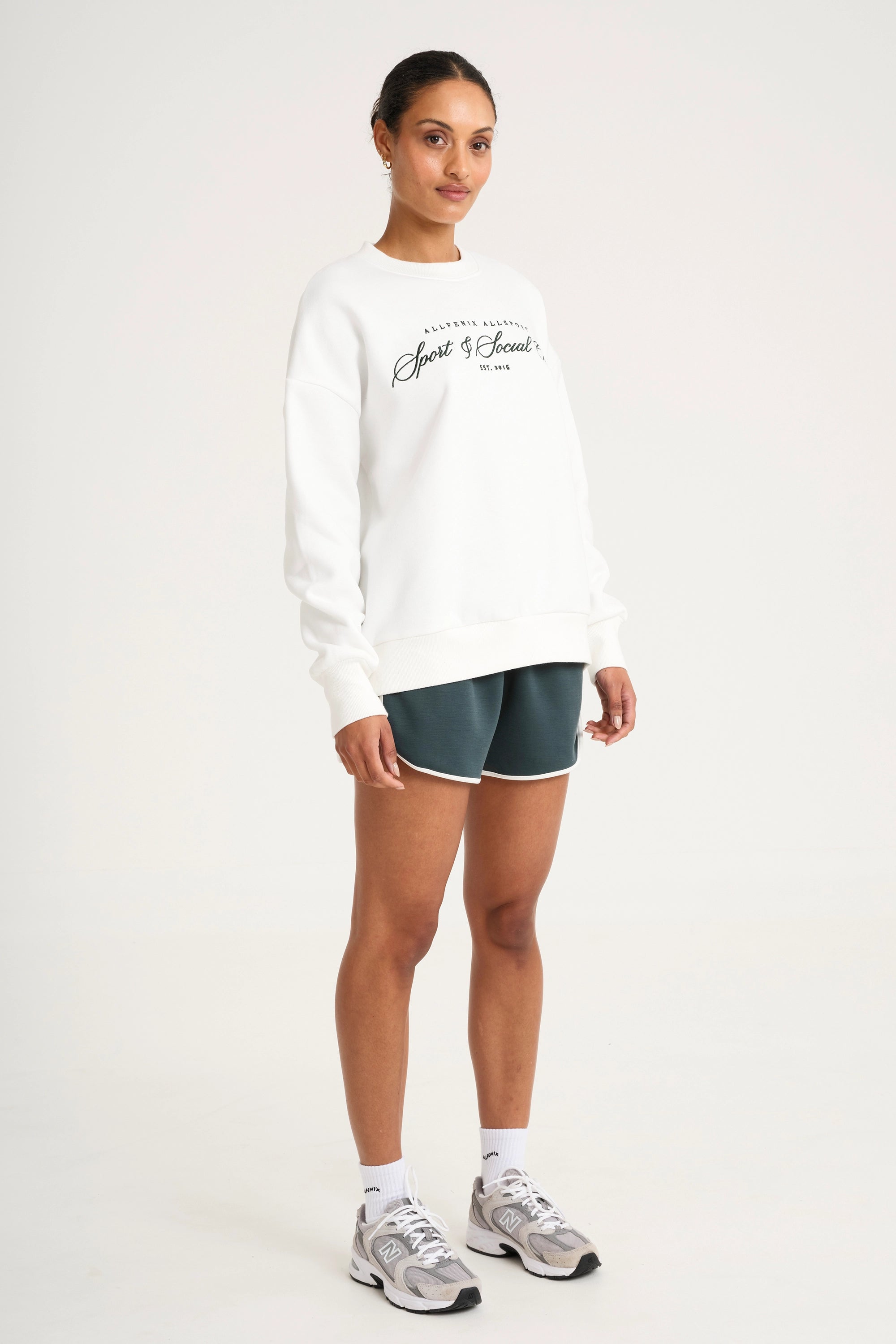 Collegiate Graphic Crew Neck Jumper - White
