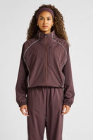 Spray Contrast Piping Windbreaker - Espresso and Sky Blue