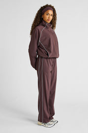 Spray Contrast Piping Wide Leg Pant - Espresso and Sky Blue