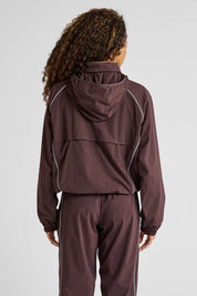 Spray Contrast Piping Windbreaker - Espresso and Sky Blue