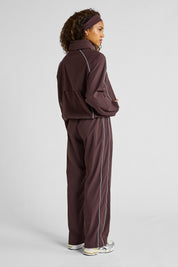 Spray Contrast Piping Wide Leg Pant - Espresso and Sky Blue