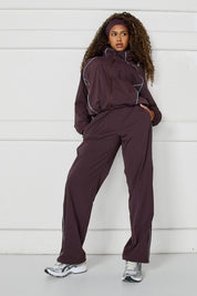 Spray Contrast Piping Wide Leg Pant - Espresso and Sky Blue