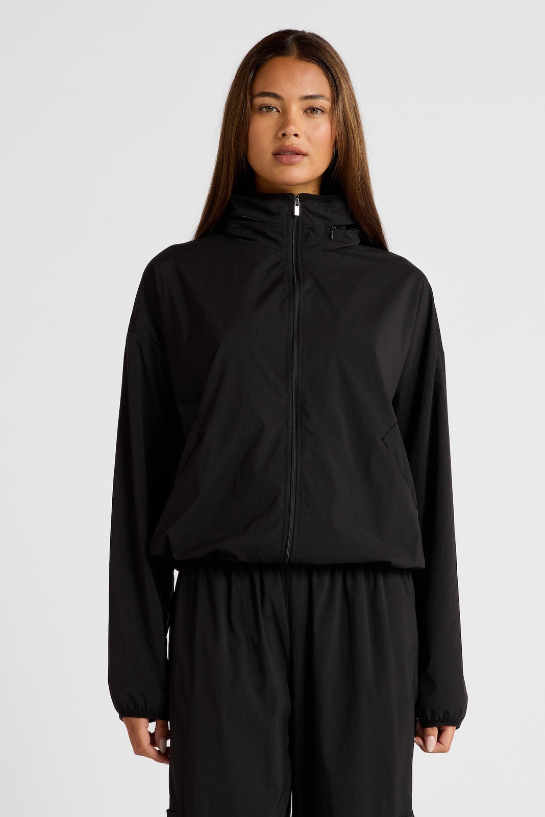 Spray Paneled Windbreaker - Black