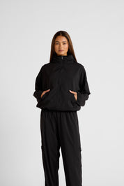 Spray Paneled Windbreaker - Black