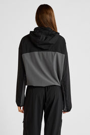 Spray Paneled Windbreaker - Black